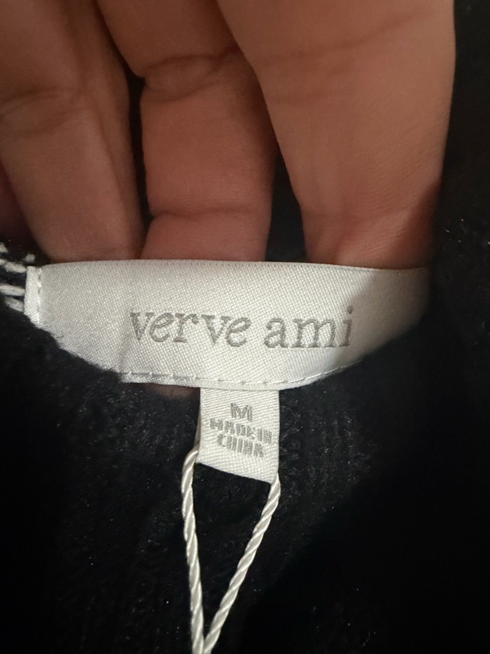 Verve Ami Black and Cream Patterned Turtleneck Sweater Medium NWT - Picture 6 of 11